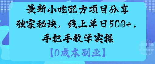 最新小吃配方项目分享独家秘诀，线上单日5张，手把手教学实操| 副业网