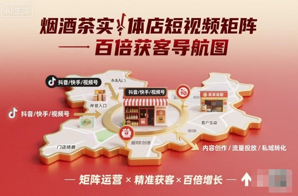 烟酒茶实体店短视频矩阵百倍获客导航图| 副业网