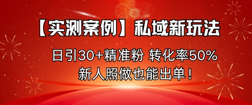 【实测案例】私域新玩法，日引30+精准粉，转化率50%，新人照做也能出单！| 副业网