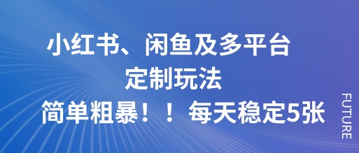 小红书、闲鱼及多平台定制玩法简单粗暴！每天稳定5张| 副业网