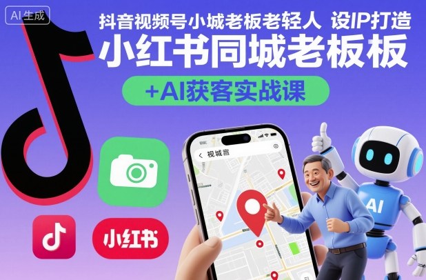 抖音视频号小红书同城老板轻人设IP打造+AI获客实战课，人设打造-算法拆解-拍摄剪辑-内容运营-AI创作| 网创圈