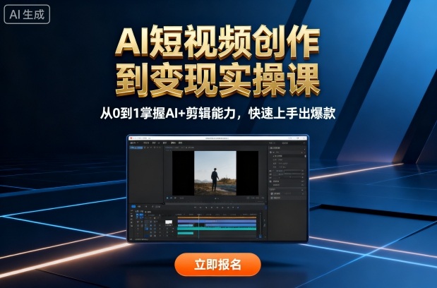 AI短视频创作到变现实操课，从0到1掌握AI+剪辑能力，快速上手出爆款(更新10月)| 网创圈