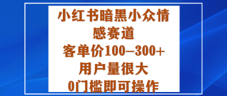 小红书暗黑小众情感赛道，客单价100-300+用户量很大，0门槛即可操作| 副业网