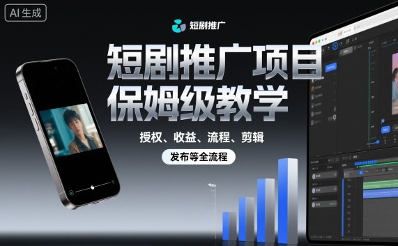 短剧推广项目保姆级教学，授权、收益、流程、剪辑，发布等全流程| 网创圈
