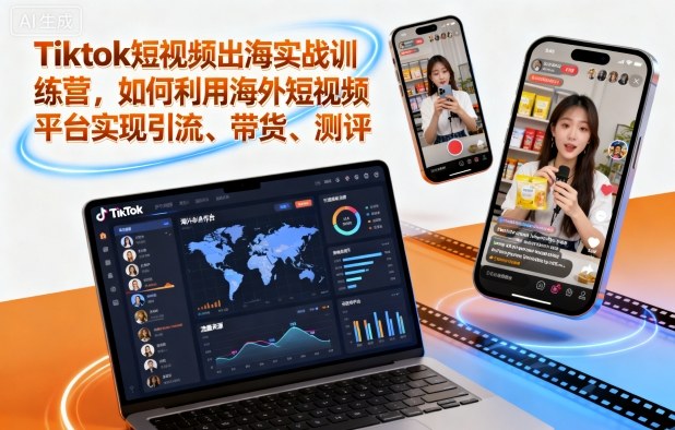 Tiktok短视频出海实战训练营，如何利用海外短视频平台实现引流、带货、测评| 副业网