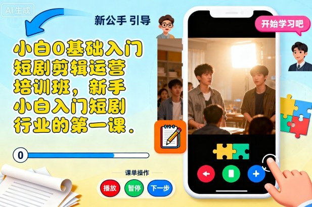 小白0基础入门短剧剪辑运营培训班，新手小白入门短剧行业的第一课| 副业网