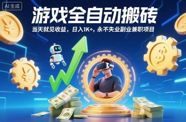 游戏全自动搬砖，当天就见收益，日入1K+，永不失业副业兼职项目【揭秘】| 网创圈