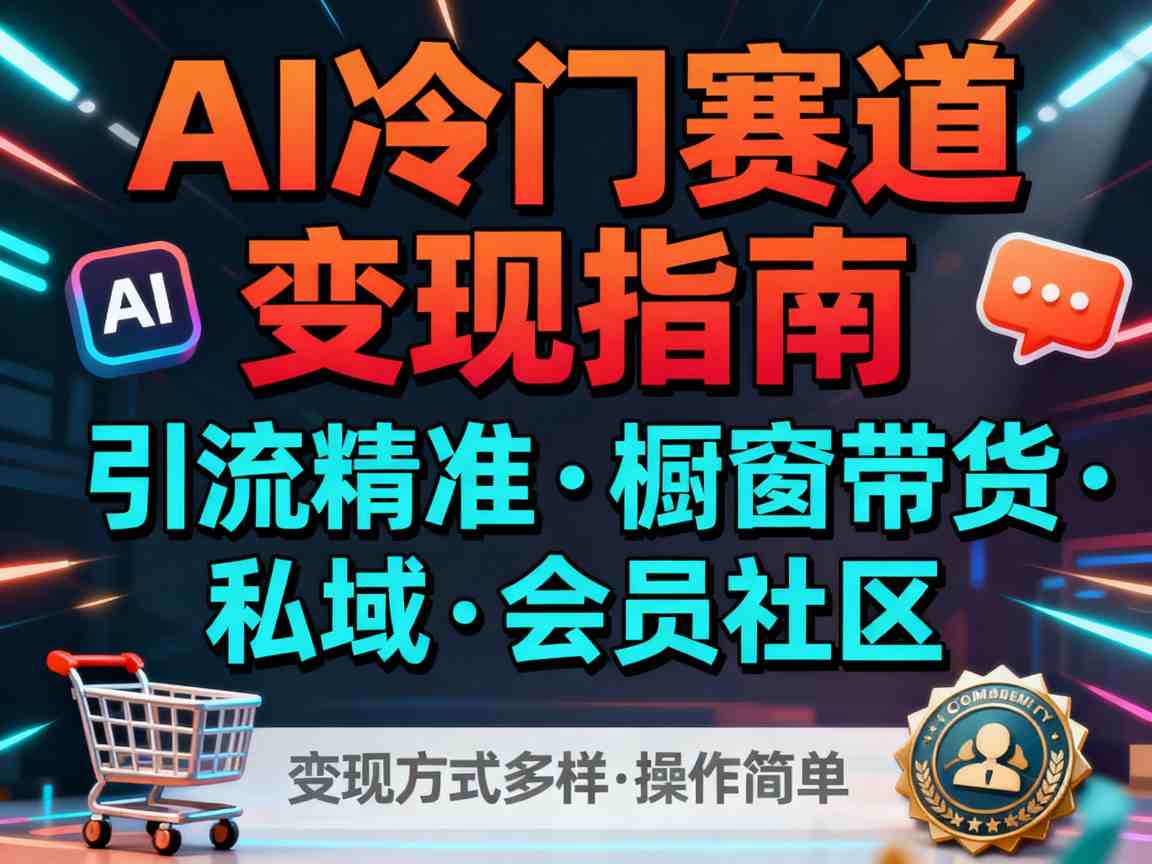 AI冷门赛道，引流精准，橱窗带货+私域+会员社区，变现方式多样，操作简单| 网创圈