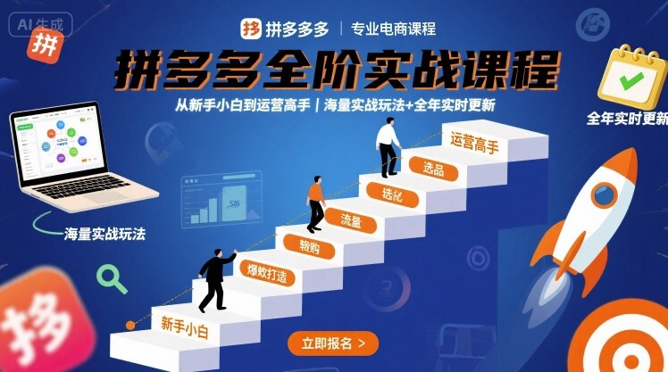 拼多多全阶实战课程，从新手小白到运营高手，海量实战玩法+全年实时更新【2025年10月更新】| 副业网