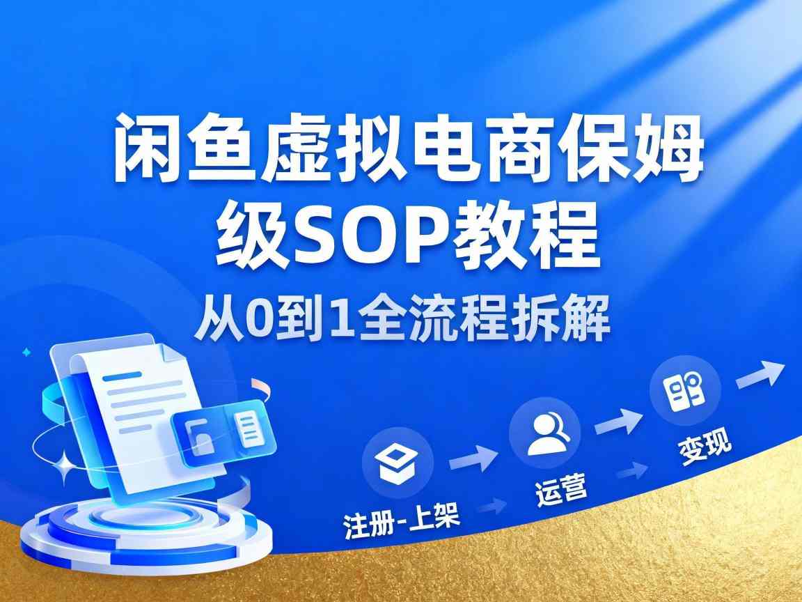 闲鱼虚拟电商，月入轻松过1W，保姆级SOP教程| 副业网