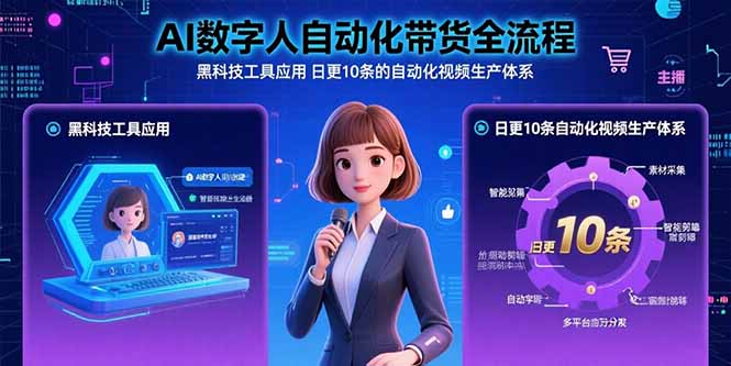 AI数字人自动化带货全流程：黑科技工具应用 日更10条的自动化视频生产体系| 网创圈