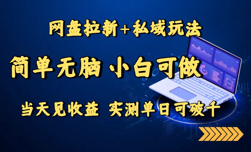 网盘拉新+私域玩法，简单无脑，小白可做，当天见收益，实测单日可破千| 网创圈