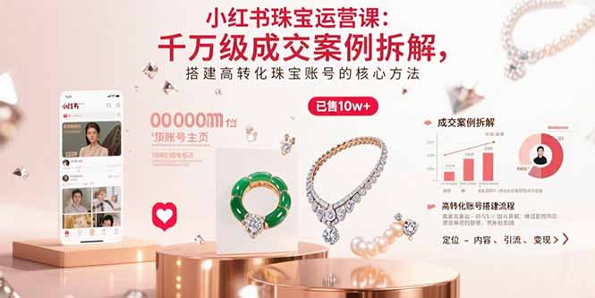 小红书珠宝运营课：千万级成交案例拆解，搭建高转化珠宝账号的核心方法| 副业网
