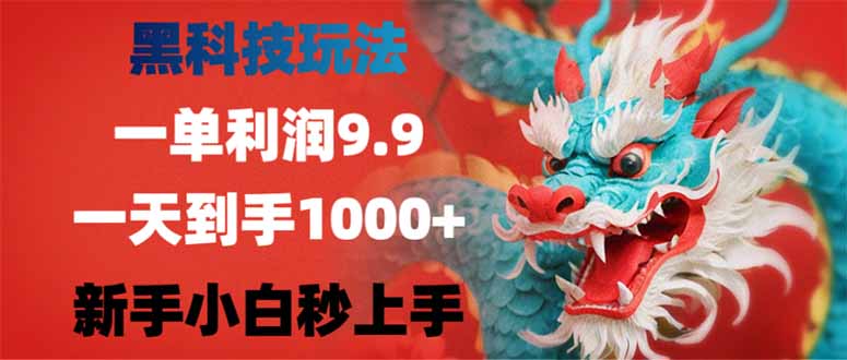黑科技玩法，一单利润9.9,一天到手1000+，新手小白秒上手| 副业网