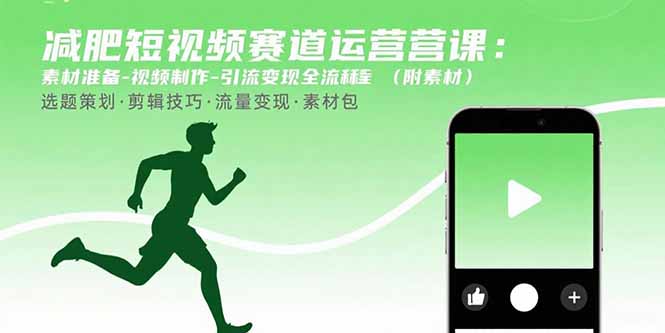 减肥短视频赛道运营课：素材准备-视频制作-引流变现全流程 (附素材| 副业网