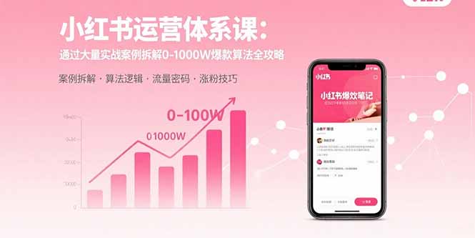 小红书运营体系课：通过大量实战案例拆解0-1000W爆款算法全攻略| 副业网