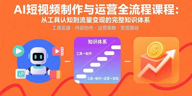 AI短视频制作与运营全流程课程：从工具认知到流量变现的完整知识体系| 网创圈