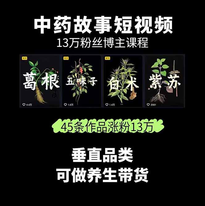 图片[2]| 中草药养生赛道：AI文案+故事模板+橱带货，45条作品涨粉13w+单月变现1万+| 网创圈