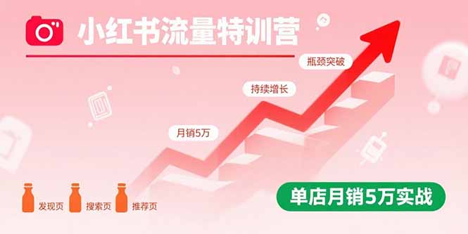 小红书流量特训营：突破流量瓶颈，实现店铺持续增长，单店月销5万实战| 网创圈
