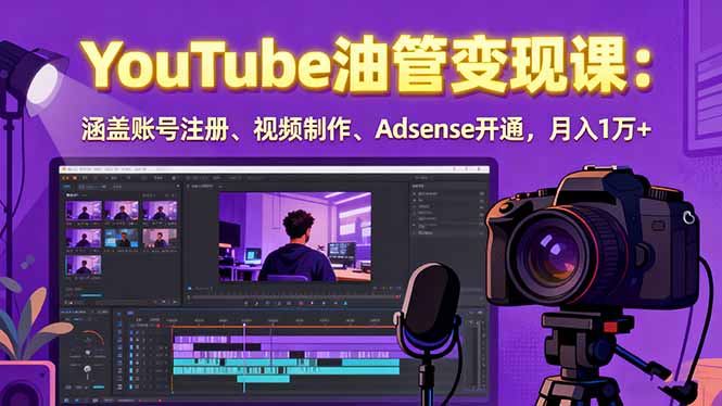 2025YouTube油管变现课：涵盖账号注册、视频制作、Adsense开通，月入1万+| 副业网