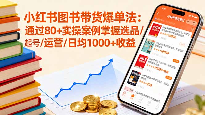 小红书图书带货爆单法：通过80+实操案例掌握选品/起号/运营/日均1000+收益| 网创圈