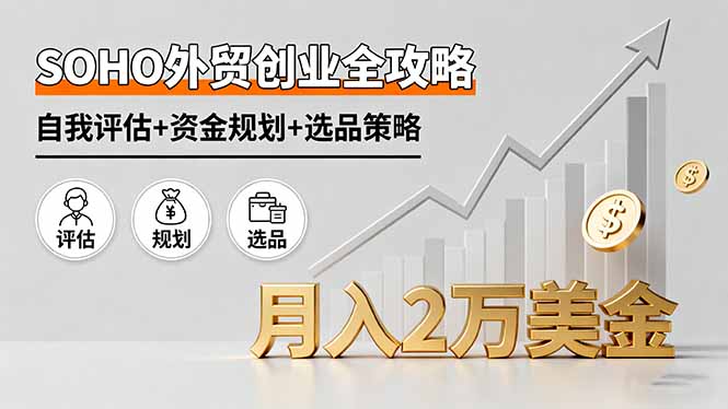 SOHO外贸创业全攻略，自我评估+资金规划+选品策略，月入2万美金| 副业网