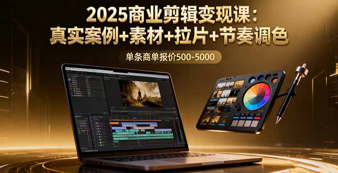 2025商业剪辑变现课：真实案例+素材+拉片+节奏调色，单条商单报价500-5000| 副业网