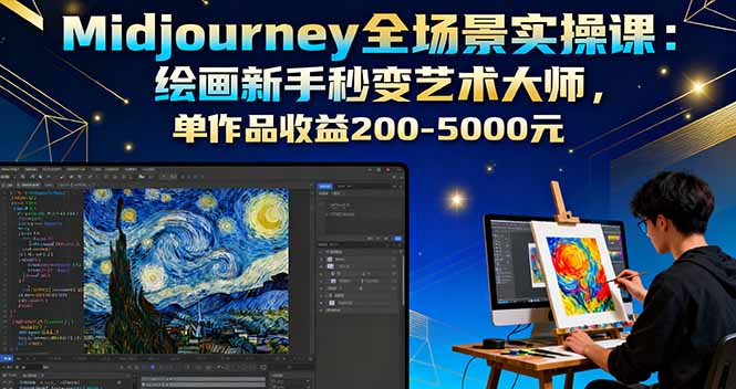 Midjourney全场景实操课：绘画新手秒变艺术大师，单作品收益200-5000元| 副业网