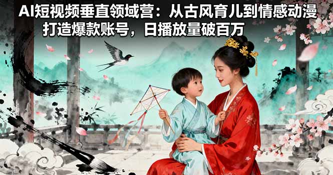 AI短视频垂直领域营：从古风育儿到情感动漫，打造爆款账号,日播放量破百万| 网创圈