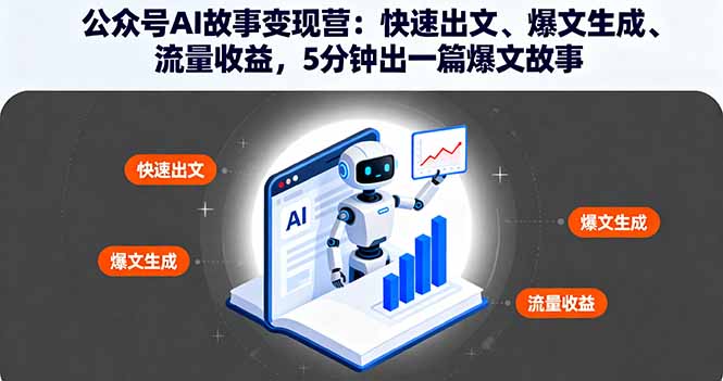 公众号AI故事变现营：快速出文、爆文生成、流量收益，5分钟出一篇爆文故事| 网创圈