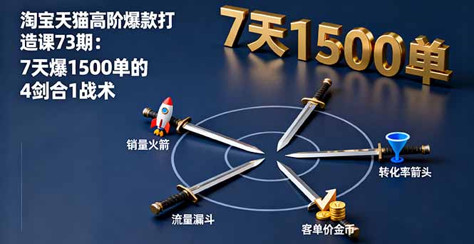 淘宝天猫高阶爆款打造课73期：7天爆1500单的4剑合1战术| 网创圈