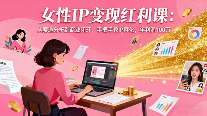 女性IP变现红利课：从赛道分析到商业闭环，手把手教IP孵化，年利润100万| 网创圈