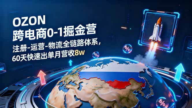 OZON跨境电商0-1掘金营：注册-运营-物流全链路体系，60天快速出单月营收8w| 副业网
