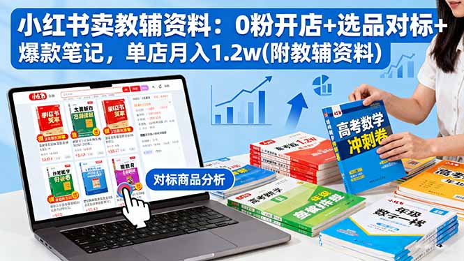 小红书卖教辅资料：0粉开店+选品对标+爆款笔记，单店月入1.2w(附教辅资料| 网创圈