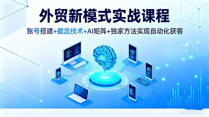 外贸新模式实战课程，账号搭建+截流技术+AI矩阵+独家方法实现自动化获客| 网创圈