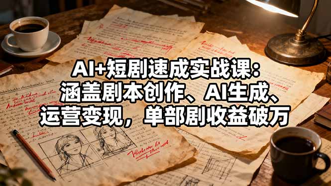 AI+短剧速成实战课：涵盖剧本创作、AI生成、运营变现，单部剧收益破万| 网创圈