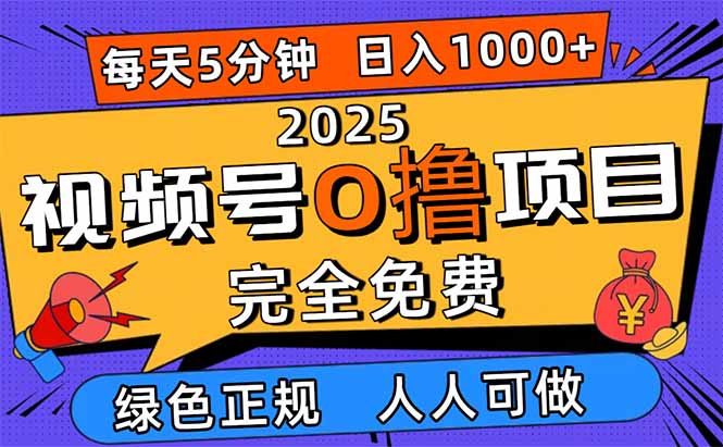 2025视频号0撸项目，5分钟一个号，日入1000+，人人可做| 副业网