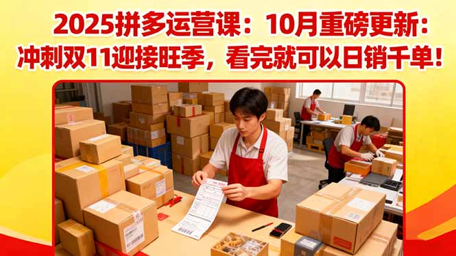 2025拼多多运营课：10月重磅更新：冲刺双11迎接旺季，看完就可以日销千单| 网创圈