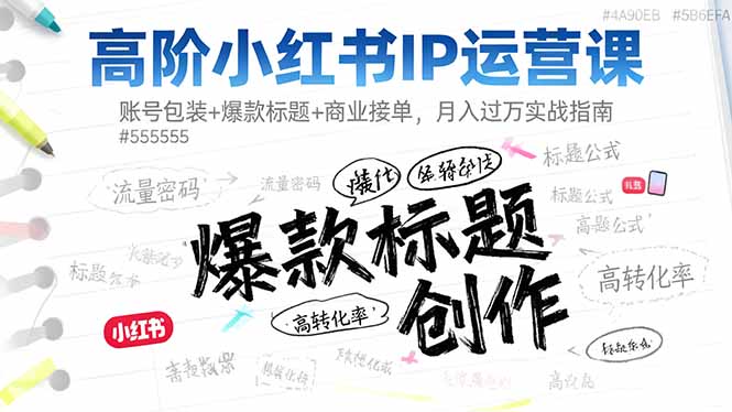 高阶小红书IP运营课：账号包装+爆款标题+商业接单，月入过万实战指南| 网创圈