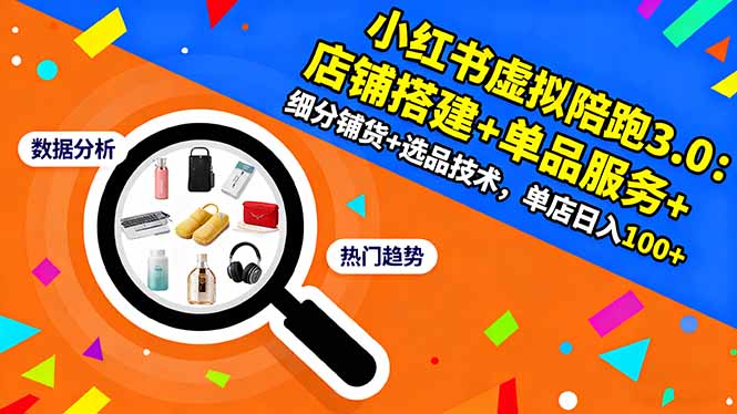 小红书虚拟陪跑3.0：店铺搭建+单品服务+细分铺货+选品技术，单店日入100+| 副业网