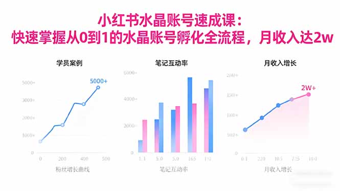 2025小红书水晶账号速成课：快速掌握从0-1水晶账号孵化全流程，月收入达2w| 副业网