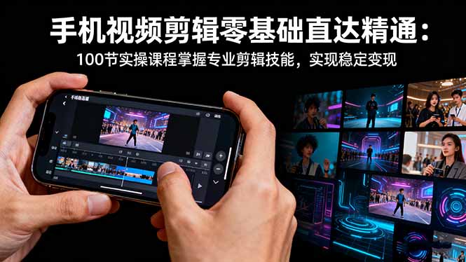 手机视频剪辑零基础直达精通：100节实操课程掌握专业剪辑技能，实现稳…| 网创圈
