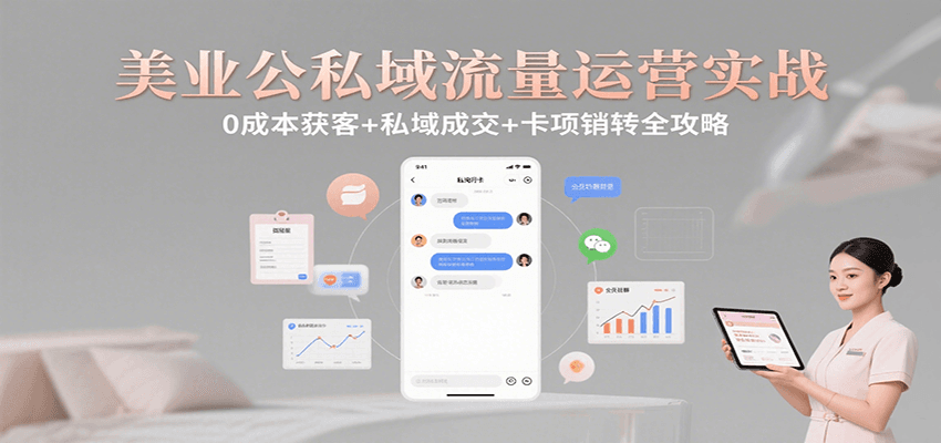 美业公私域流量运营实战：0成本获客+私域成交+卡项销转全攻略| 副业网