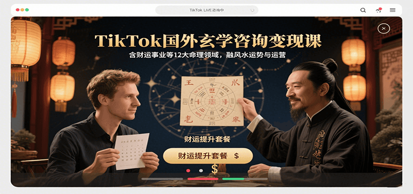 TikTok国外玄学咨询变现课，含财运事业等12大命理领域，融风水运势与运营| 副业网