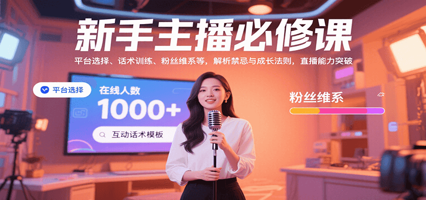 新手主播必修课：平台选择、话术训练、粉丝维系等，解析禁忌与成长法则，突破直播能力| 副业网