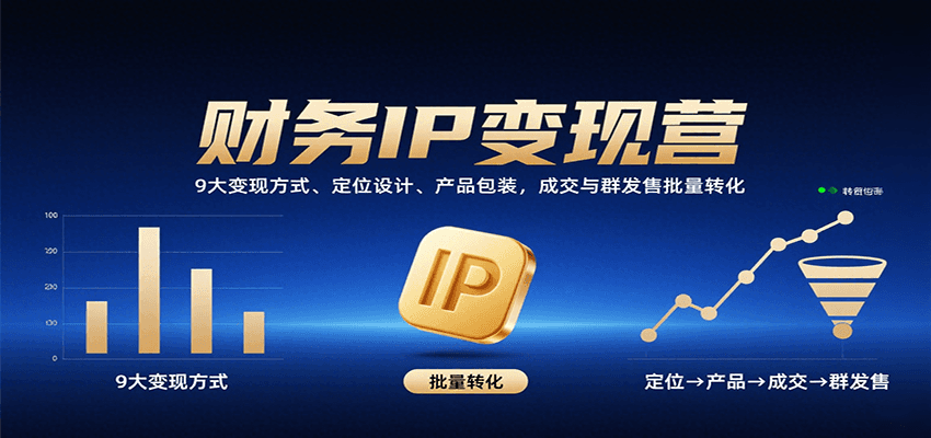 财务IP变现营：9大变现方式、定位设计、产品包装，成交与群发售批量转化| 副业网