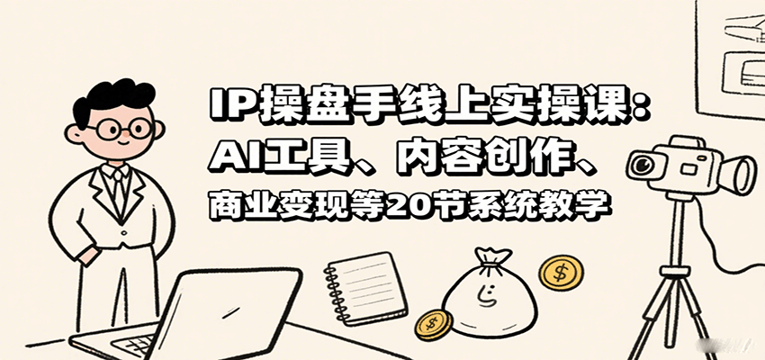 IP操盘手线上实操课：AI工具、内容创作、商业变现等20节系统教学| 副业网