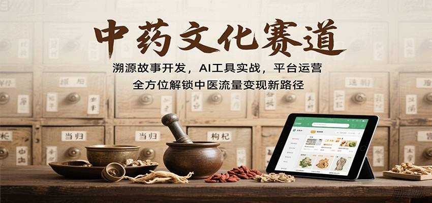 中药文化赛道：溯源故事开发，AI工具实战，平台运营，全方位解锁中医流量变现新路径| 副业网