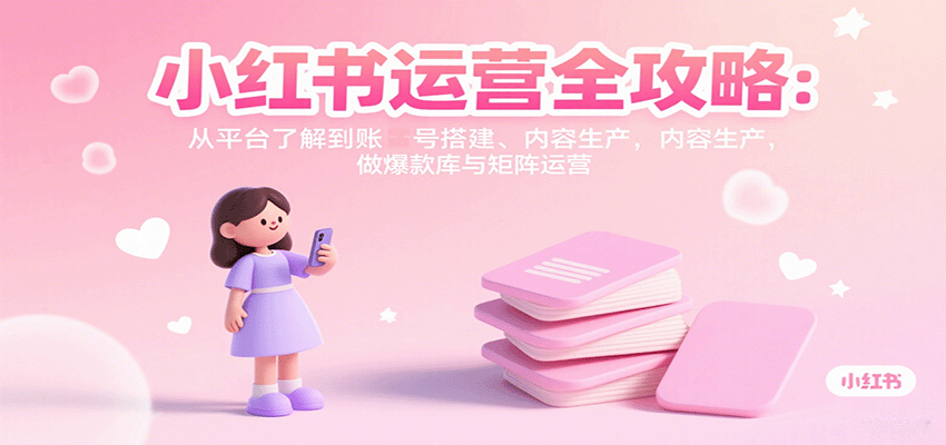 小红书运营全攻略：从平台了解到账号搭建、内容生产，做爆款库与矩阵运营| 副业网