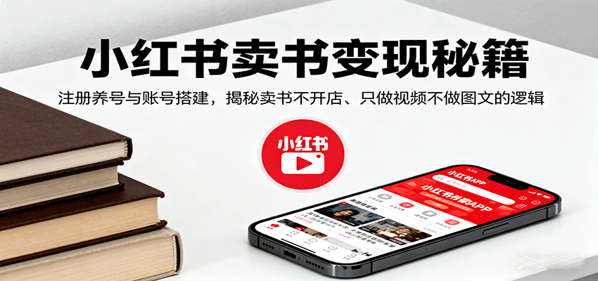 小红书卖书变现秘籍，注册养号与账号搭建，揭秘卖书不开店、只做视频不做图文的逻辑| 副业网